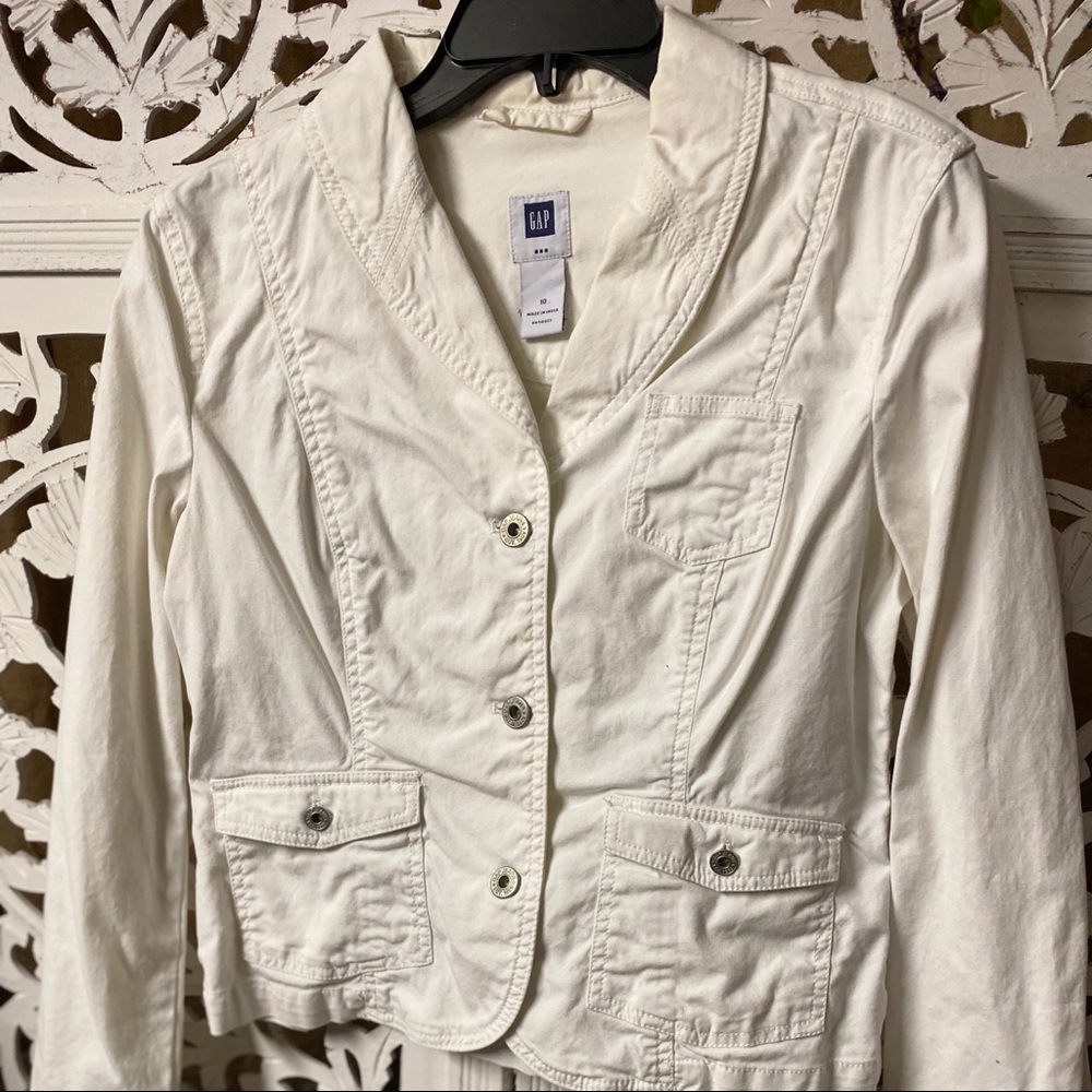 Vintage GAP White Denim Jacket Woman’s Size 10 - Picture 2 of 5